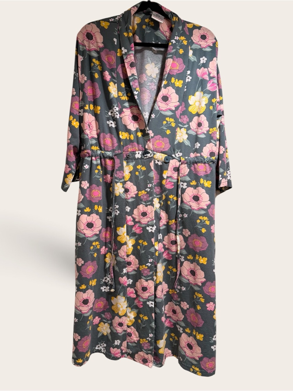 Gownies Comfortable Post-Birth or Sugery Robe - XL Floral with Tie Waist
